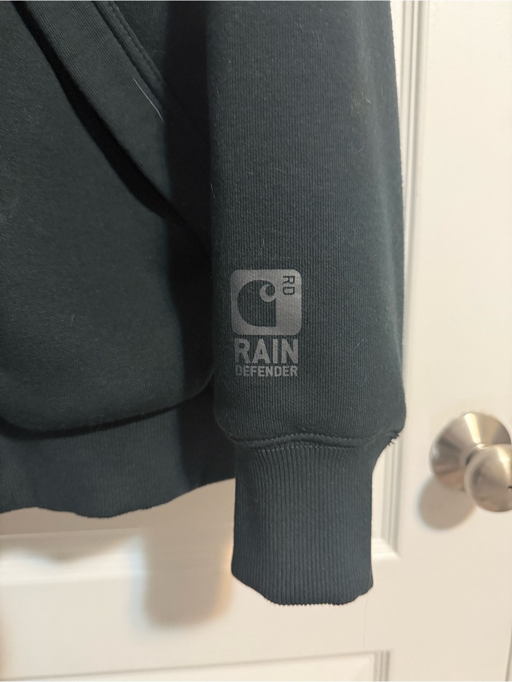 Carhartt Rain Defender Men's Charcoal Zip-Up Hooded Sweatshirt - Picture 10 of 10